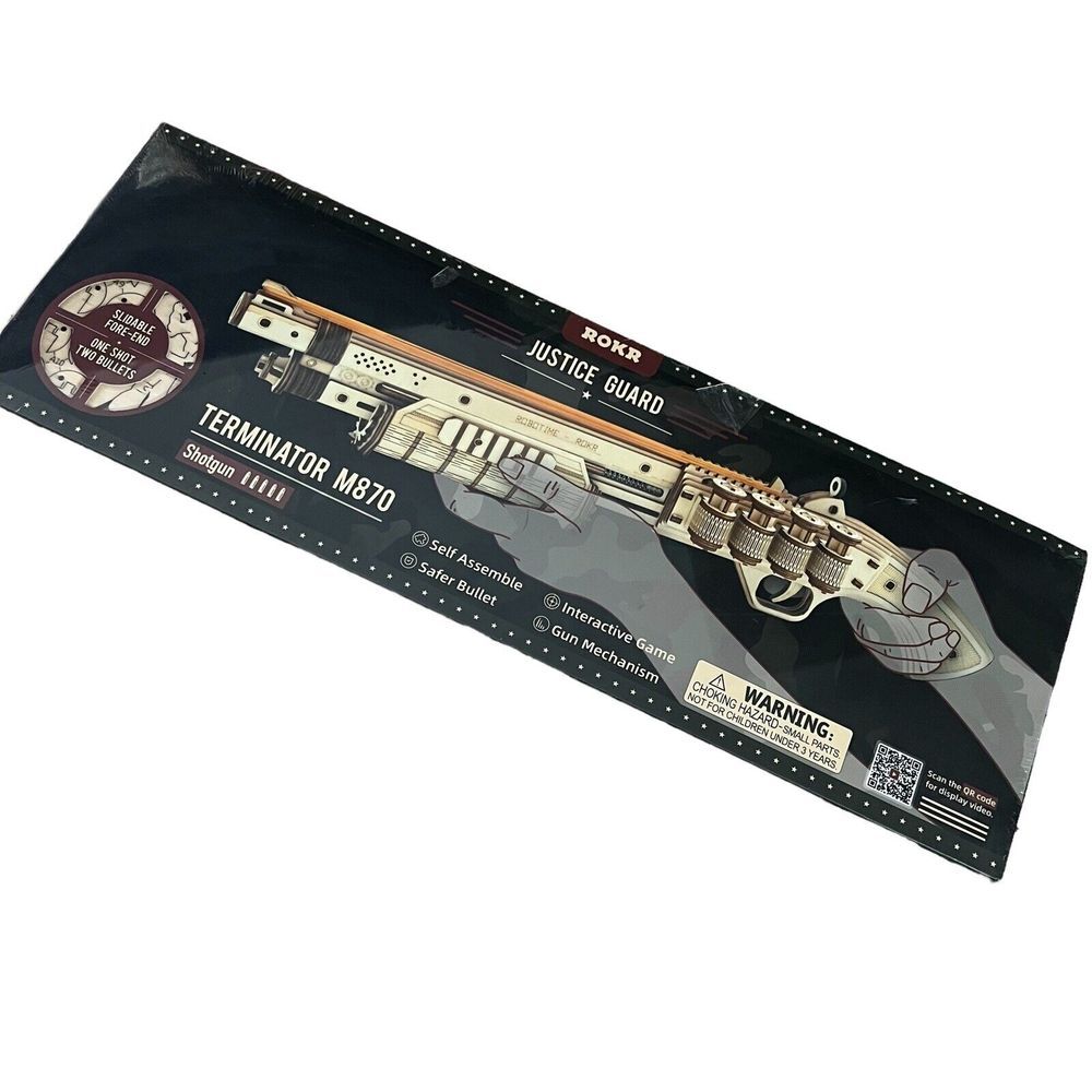 ROKR DIY 3D Wooden Puzzle Terminator M870‎ Shotgun New